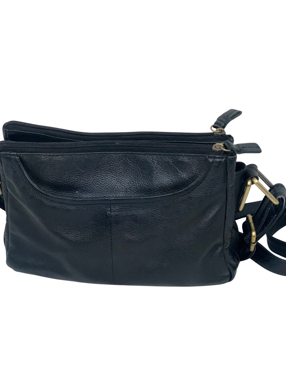 Vintage Great American Leatherworks Black Pebbled Crossbody Organizer Bag